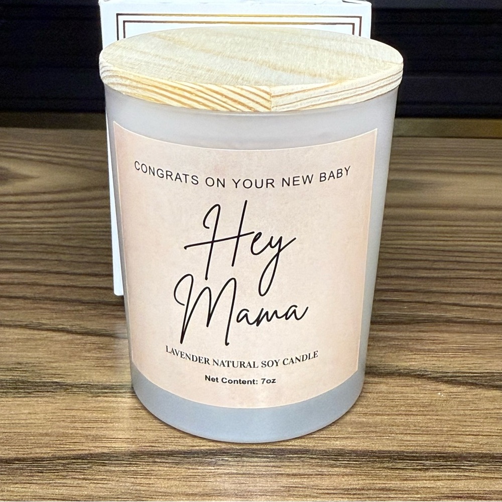 New in Box-Hey Mama-Congrats on Your New Baby Lavender Natural Soy Candle